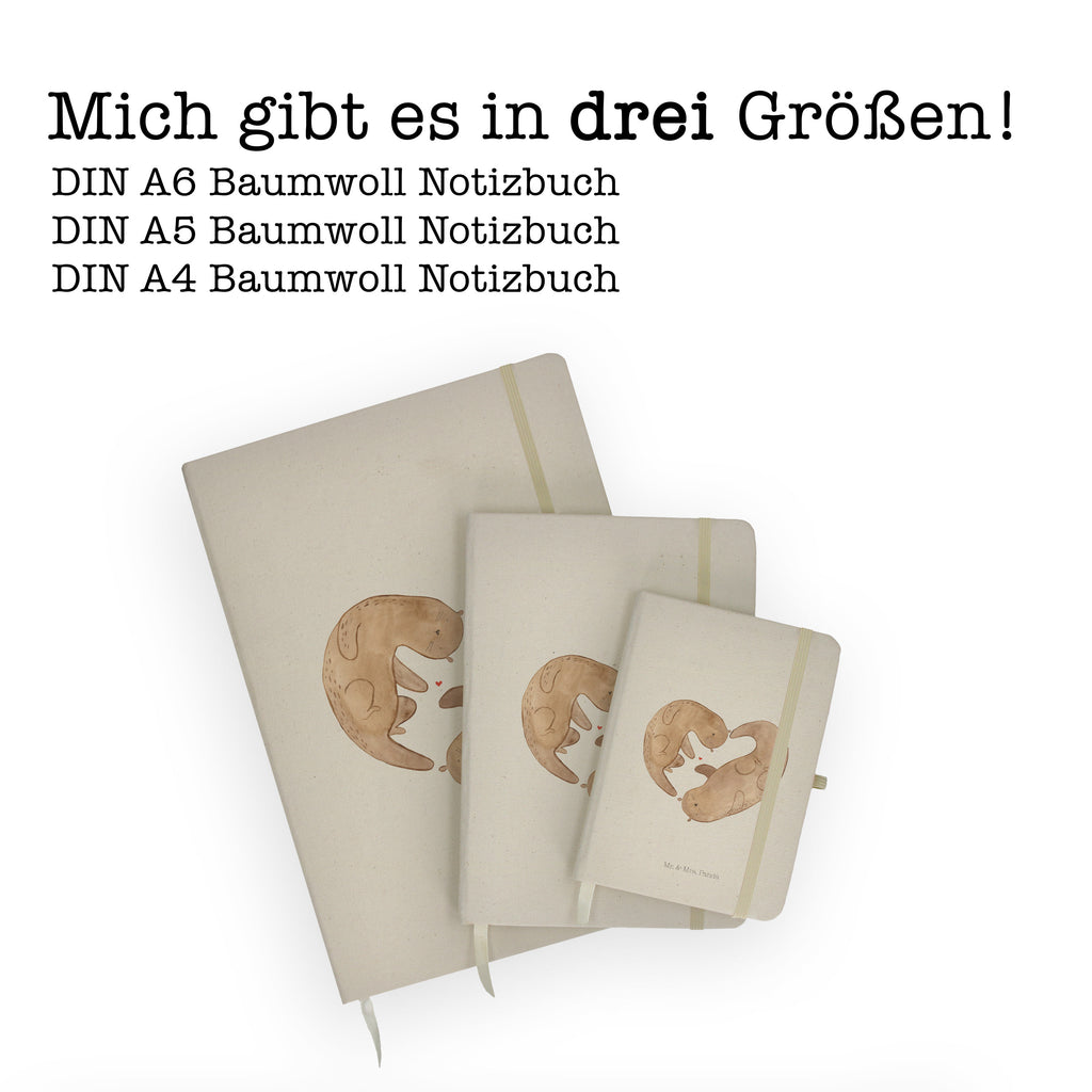 DIN A5 Baumwoll Notizbuch Otter Herz Notizen, Eintragebuch, Tagebuch, Notizblock, Adressbuch, Journal, Kladde, Skizzenbuch, Notizheft, Schreibbuch, Schreibheft, Otter, Fischotter, Seeotter, Liebe, Herz, Liebesbeweis, Liebesgeschenk, Bessere Hälfte, Love you, Jahrestag, Hochzeitstag, Verlobung, gemeinsames Leben