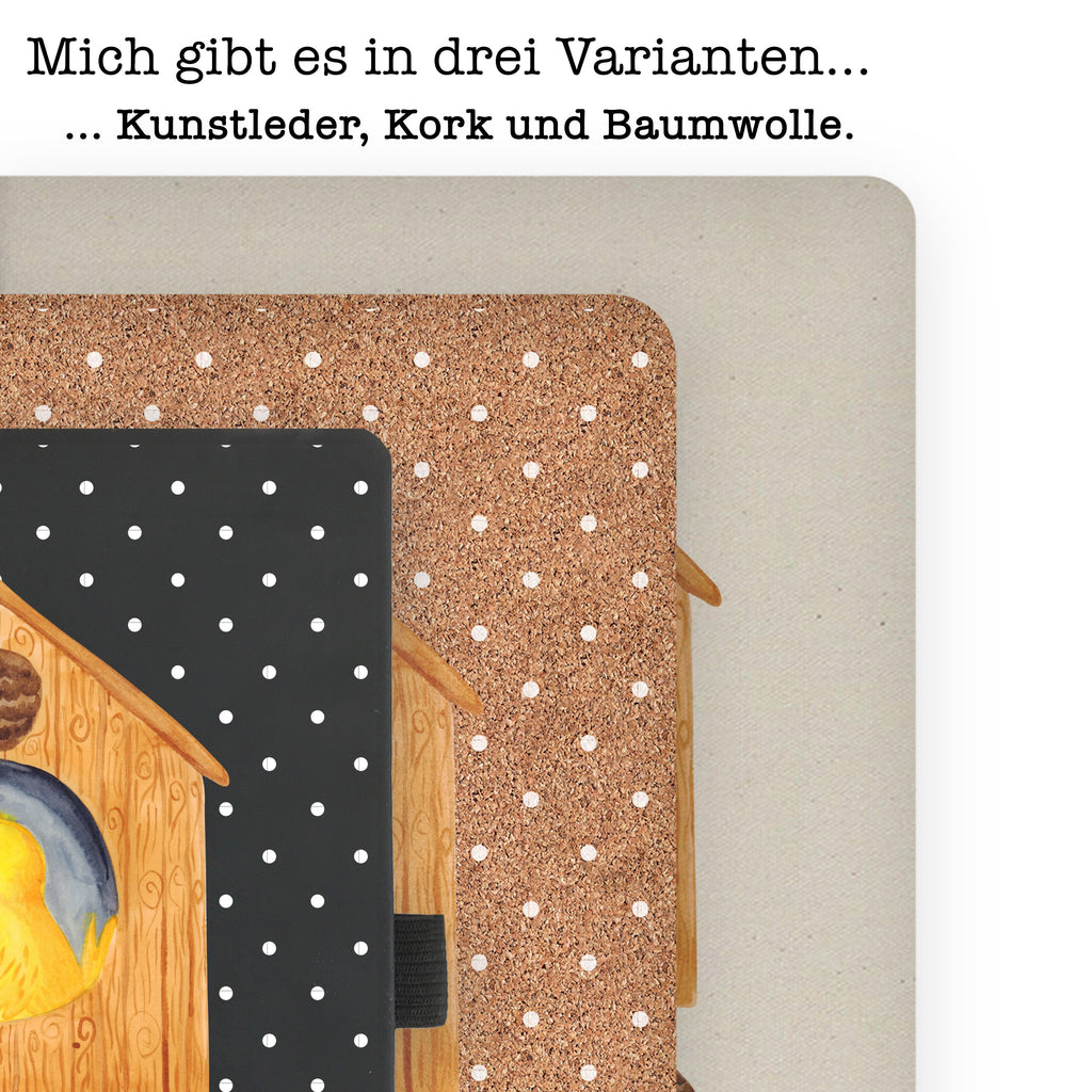DIN A4 Baumwoll Notizbuch Vogelhaus sweet Home Notizen, Eintragebuch, Tagebuch, Notizblock, Adressbuch, Journal, Kladde, Skizzenbuch, Notizheft, Schreibbuch, Schreibheft, Tiermotive, Gute Laune, lustige Sprüche, Tiere, Vogelhaus, Vogel, Home sweet Home, Einzug, Umzug, Geschenk, Einzugsgeschenk, Hausbau, Haus