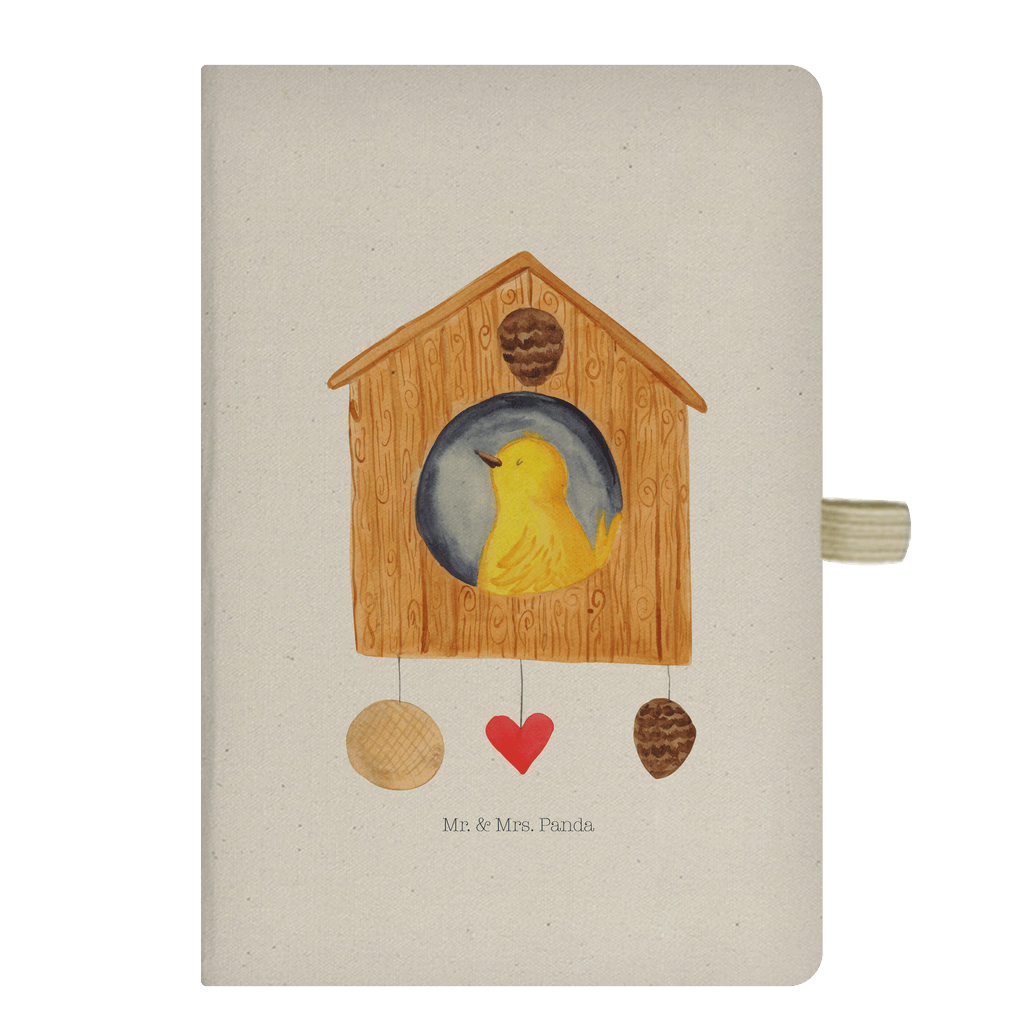DIN A5 Baumwoll Notizbuch Vogelhaus Notizen, Eintragebuch, Tagebuch, Notizblock, Adressbuch, Journal, Kladde, Skizzenbuch, Notizheft, Schreibbuch, Schreibheft, Tiermotive, Gute Laune, lustige Sprüche, Tiere, Vogel, Vögel, Vogelhaus, Vogelhäuschen, Home sweet home, Zuhause, Nest, Eigenheim, Familie, Wohnung, Haus, unser Haus, Lieblingsort, Castle