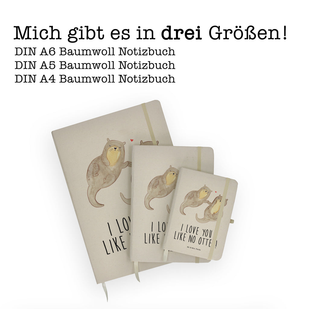 DIN A5 Baumwoll Notizbuch Otter händchenhaltend Notizen, Eintragebuch, Tagebuch, Notizblock, Adressbuch, Journal, Kladde, Skizzenbuch, Notizheft, Schreibbuch, Schreibheft, Otter, Fischotter, Seeotter, Otter Seeotter See Otter