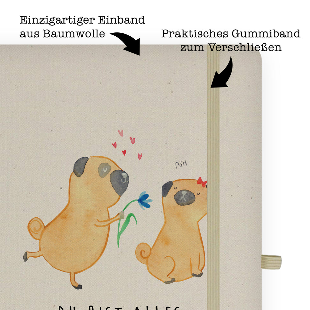 DIN A5 Baumwoll Notizbuch Mops verliebt Notizen, Eintragebuch, Tagebuch, Notizblock, Adressbuch, Journal, Kladde, Skizzenbuch, Notizheft, Schreibbuch, Schreibheft, Hund, Hundemotiv, Haustier, Hunderasse, Tierliebhaber, Hundebesitzer, Sprüche, Mops, Möpse, Hundeliebe, verliebt, Liebe, Liebesspruch. Verlobt, Geschenk Freund, Partner