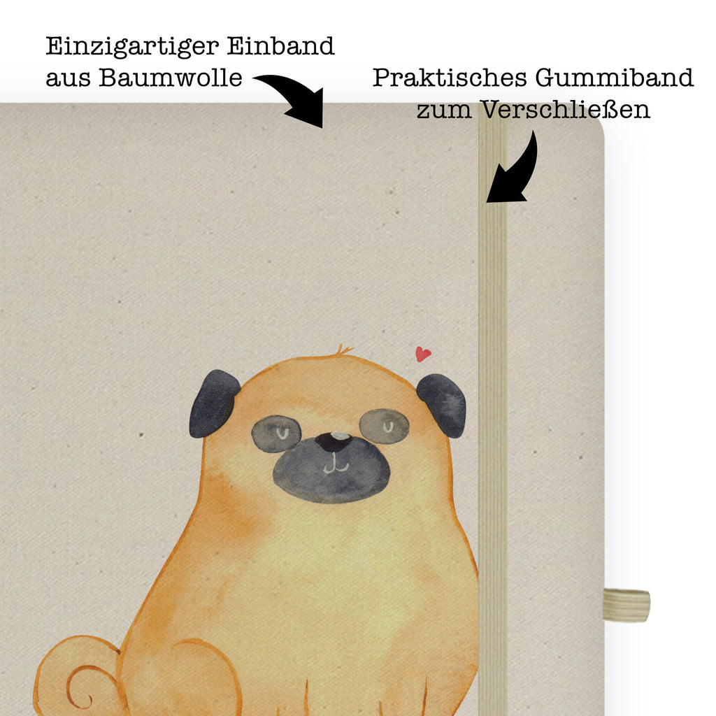 DIN A5 Baumwoll Notizbuch Mops Notizen, Eintragebuch, Tagebuch, Notizblock, Adressbuch, Journal, Kladde, Skizzenbuch, Notizheft, Schreibbuch, Schreibheft, Hund, Hundemotiv, Haustier, Hunderasse, Tierliebhaber, Hundebesitzer, Sprüche, Mops, Liebe, Hundeliebe