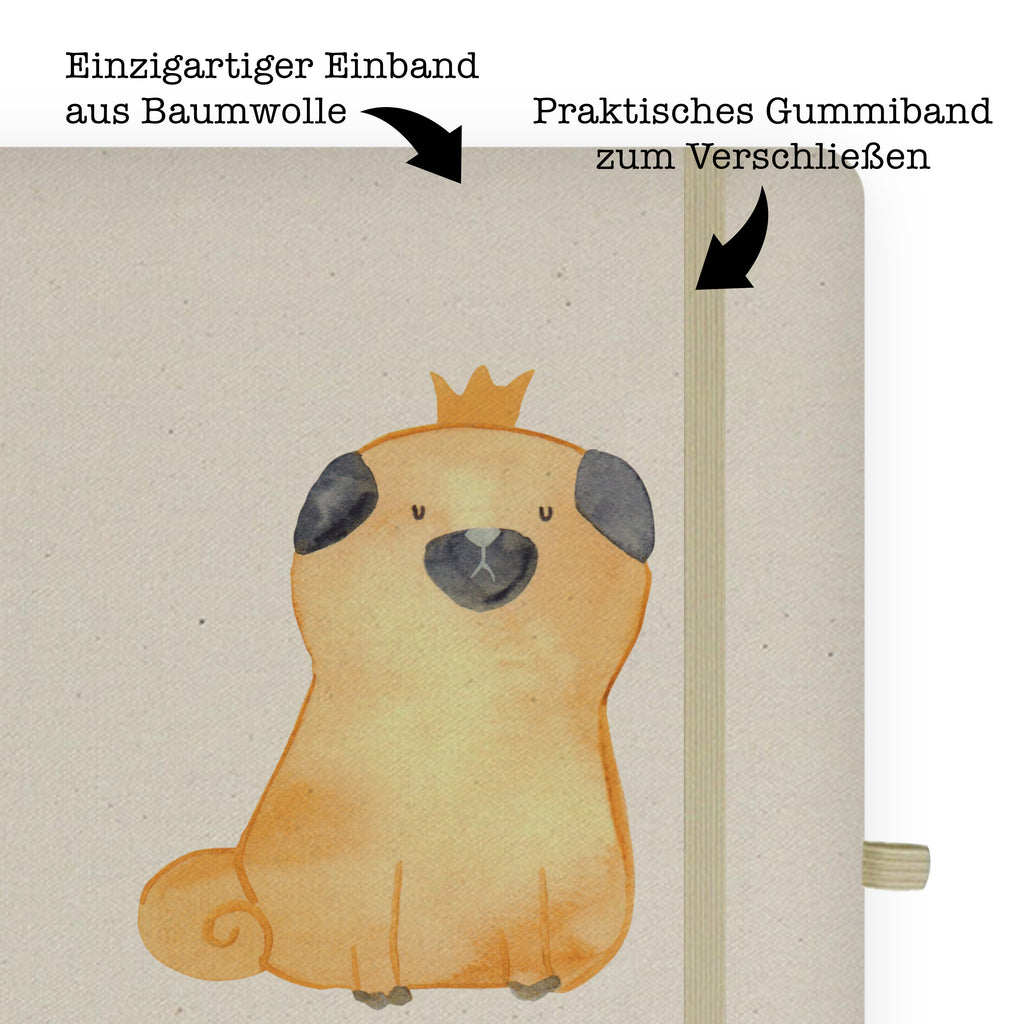 DIN A5 Baumwoll Notizbuch Mops Krone Notizen, Eintragebuch, Tagebuch, Notizblock, Adressbuch, Journal, Kladde, Skizzenbuch, Notizheft, Schreibbuch, Schreibheft, Hund, Hundemotiv, Haustier, Hunderasse, Tierliebhaber, Hundebesitzer, Sprüche, Mops, allergisch, kinderlos, Hausregel, Hundebesitzer. Spruch, lustig