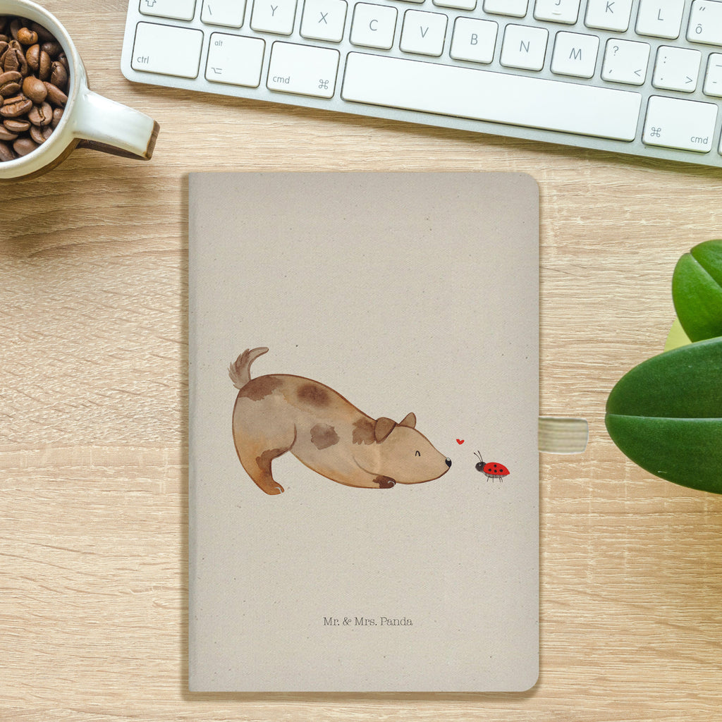 DIN A5 Baumwoll Notizbuch Hund Marienkäfer Notizen, Eintragebuch, Tagebuch, Notizblock, Adressbuch, Journal, Kladde, Skizzenbuch, Notizheft, Schreibbuch, Schreibheft, Hund, Hundemotiv, Haustier, Hunderasse, Tierliebhaber, Hundebesitzer, Sprüche, Hunde, Hundespruch, Marienkäfer, Mischling, Mischlinghund