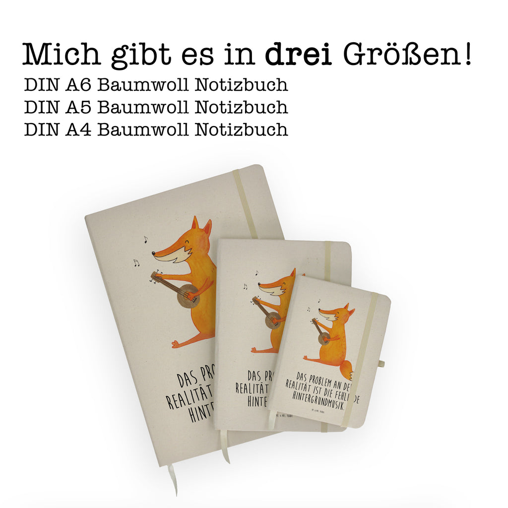 DIN A5 Baumwoll Notizbuch Fuchs Gitarre Notizen, Eintragebuch, Tagebuch, Notizblock, Adressbuch, Journal, Kladde, Skizzenbuch, Notizheft, Schreibbuch, Schreibheft, Fuchs, Füchse, Geschenk Musiker, Musik Spruch, Musikerin, Sänger, Sängerin, Gitarre