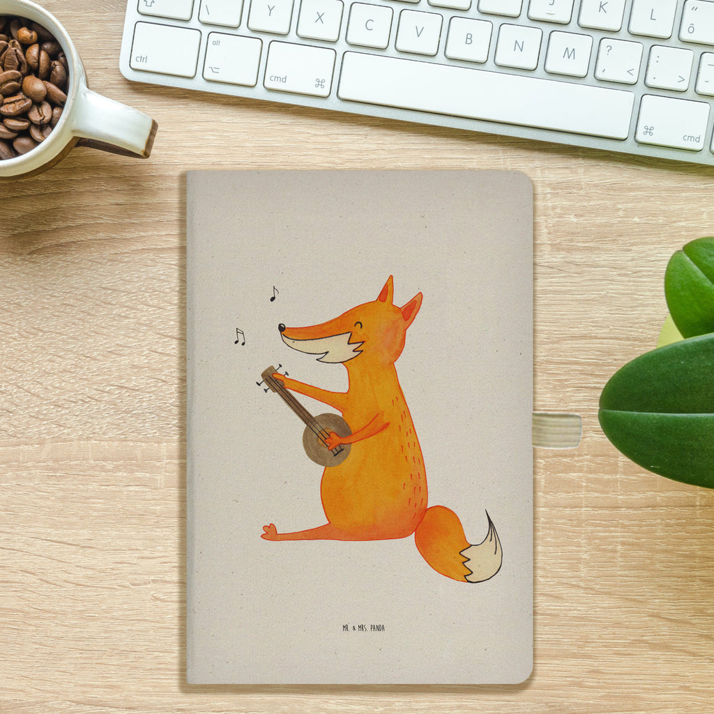 DIN A5 Baumwoll Notizbuch Fuchs Gitarre Notizen, Eintragebuch, Tagebuch, Notizblock, Adressbuch, Journal, Kladde, Skizzenbuch, Notizheft, Schreibbuch, Schreibheft, Fuchs, Füchse, Geschenk Musiker, Musik Spruch, Musikerin, Sänger, Sängerin, Gitarre