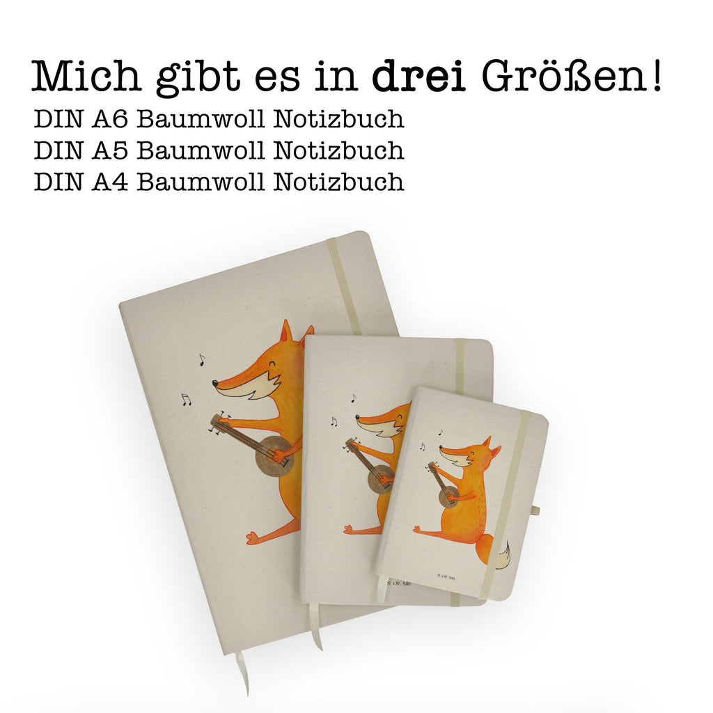 DIN A5 Baumwoll Notizbuch Fuchs Gitarre Notizen, Eintragebuch, Tagebuch, Notizblock, Adressbuch, Journal, Kladde, Skizzenbuch, Notizheft, Schreibbuch, Schreibheft, Fuchs, Füchse, Geschenk Musiker, Musik Spruch, Musikerin, Sänger, Sängerin, Gitarre