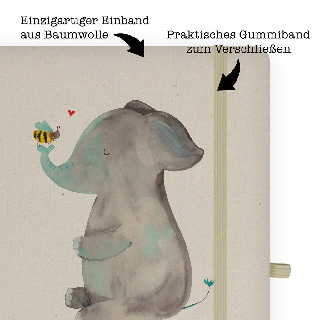 DIN A5 Baumwoll Notizbuch Elefant & Biene Notizen, Eintragebuch, Tagebuch, Notizblock, Adressbuch, Journal, Kladde, Skizzenbuch, Notizheft, Schreibbuch, Schreibheft, Tiermotive, Gute Laune, lustige Sprüche, Tiere, Elefant, Biene, Liebe, Liebesbeweis, Jahrestag, Liebesgeschenk, Heiratsantrag, Hochzeitsgeschenk, Liebesspruch