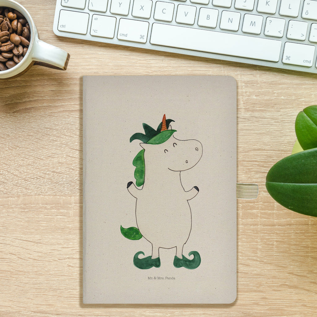 DIN A4 Baumwoll Notizbuch Einhorn Joker Notizen, Eintragebuch, Tagebuch, Notizblock, Adressbuch, Journal, Kladde, Skizzenbuch, Notizheft, Schreibbuch, Schreibheft, Einhorn, Einhörner, Einhorn Deko, Pegasus, Unicorn, Hofnarr, Kasper, Gaukler, Mittelalter