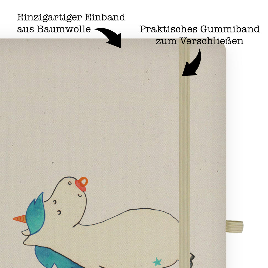 DIN A5 Baumwoll Notizbuch Einhorn Schnullie Notizen, Eintragebuch, Tagebuch, Notizblock, Adressbuch, Journal, Kladde, Skizzenbuch, Notizheft, Schreibbuch, Schreibheft, Einhorn, Einhörner, Einhorn Deko, Pegasus, Unicorn, Baby, Kleinkind, Geburt, Geburtstag, Säugling, Schnuller, Geschenk Geburt, Mutter, Mama