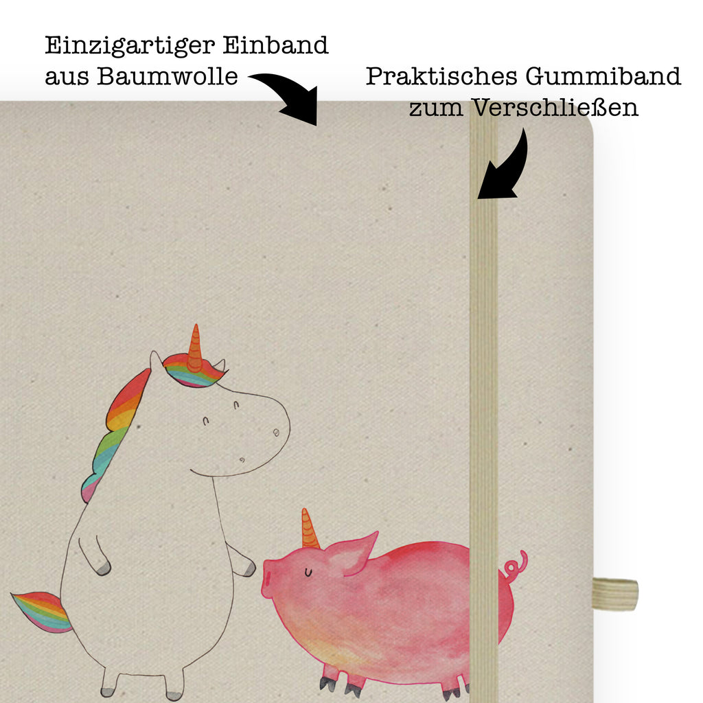 DIN A5 Baumwoll Notizbuch Einhorn + Schweinhorn Notizen, Eintragebuch, Tagebuch, Notizblock, Adressbuch, Journal, Kladde, Skizzenbuch, Notizheft, Schreibbuch, Schreibheft, Einhorn, Einhörner, Einhorn Deko, Pegasus, Unicorn, Freundschaft, Schweinhorn, Schwein, Freundin, Schweinchen