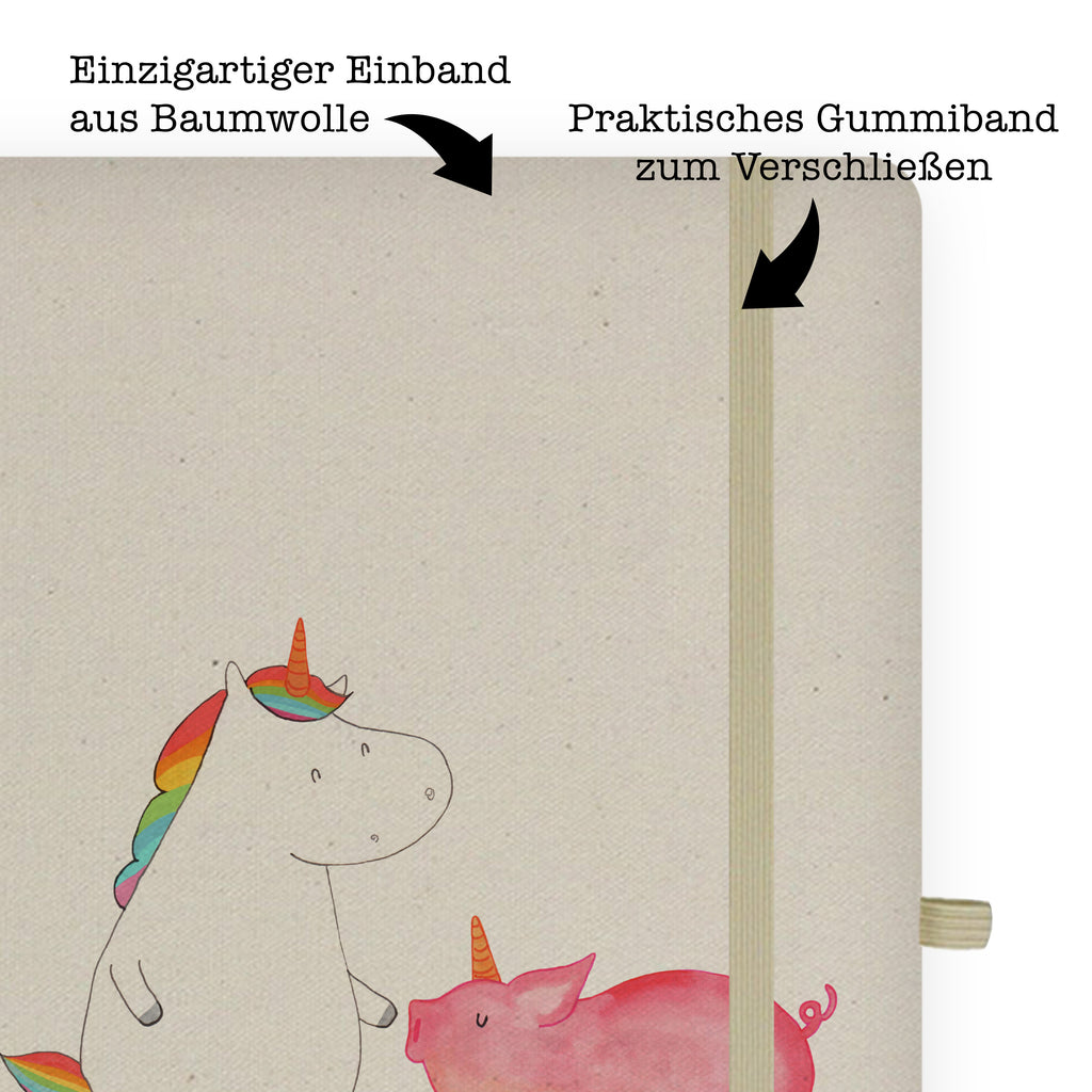 DIN A5 Baumwoll Notizbuch Einhorn + Schweinhorn Notizen, Eintragebuch, Tagebuch, Notizblock, Adressbuch, Journal, Kladde, Skizzenbuch, Notizheft, Schreibbuch, Schreibheft, Einhorn, Einhörner, Einhorn Deko, Pegasus, Unicorn, Freundschaft, Schweinhorn, Schwein, Freundin, Schweinchen