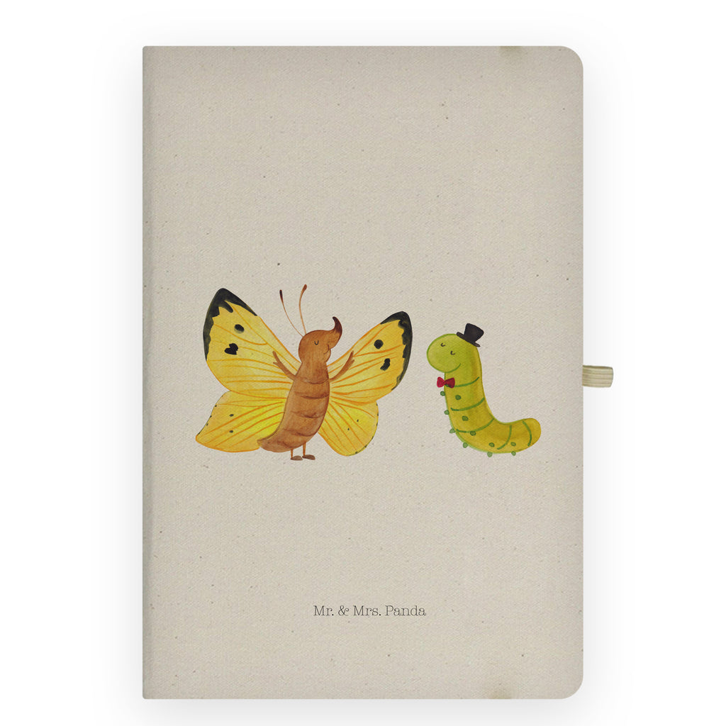 DIN A4 Baumwoll Notizbuch Raupe & Schmetterling Notizen, Eintragebuch, Tagebuch, Notizblock, Adressbuch, Journal, Kladde, Skizzenbuch, Notizheft, Schreibbuch, Schreibheft, Tiermotive, Gute Laune, lustige Sprüche, Tiere, Raupe, Schmetterling, Zitronenfalter, Entwicklung, Erwachsen werden, Kokon, Hut, Hütchen, Schönheit, Aufwachsen