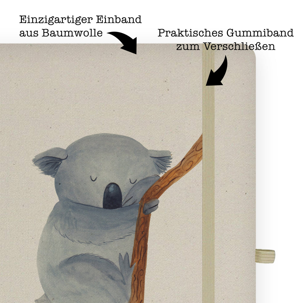 DIN A4 Baumwoll Notizbuch Koalabär Notizen, Eintragebuch, Tagebuch, Notizblock, Adressbuch, Journal, Kladde, Skizzenbuch, Notizheft, Schreibbuch, Schreibheft, Tiermotive, Gute Laune, lustige Sprüche, Tiere, Koala, träumen, Traum, schlafen, Schlafzimmer, Traumland, Bär, Koalabär