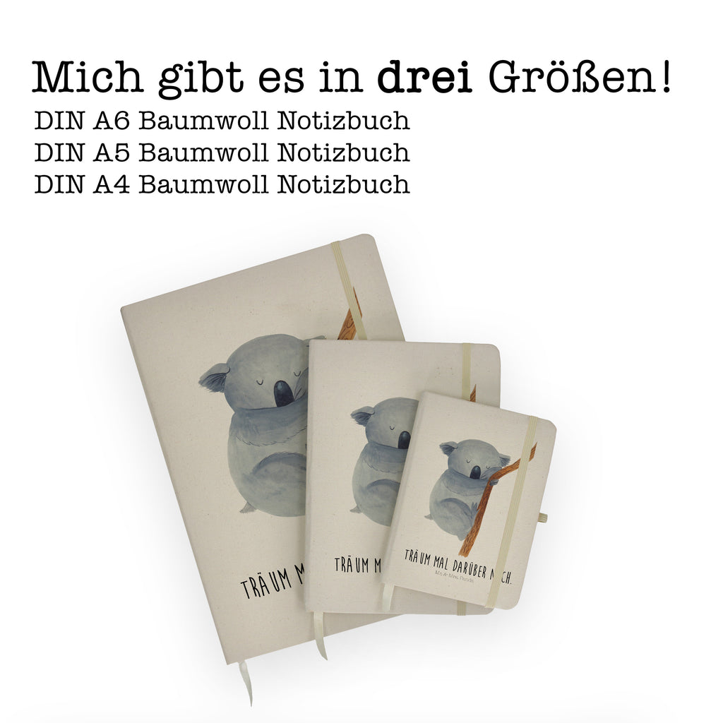 DIN A4 Baumwoll Notizbuch Koalabär Notizen, Eintragebuch, Tagebuch, Notizblock, Adressbuch, Journal, Kladde, Skizzenbuch, Notizheft, Schreibbuch, Schreibheft, Tiermotive, Gute Laune, lustige Sprüche, Tiere, Koala, träumen, Traum, schlafen, Schlafzimmer, Traumland, Bär, Koalabär