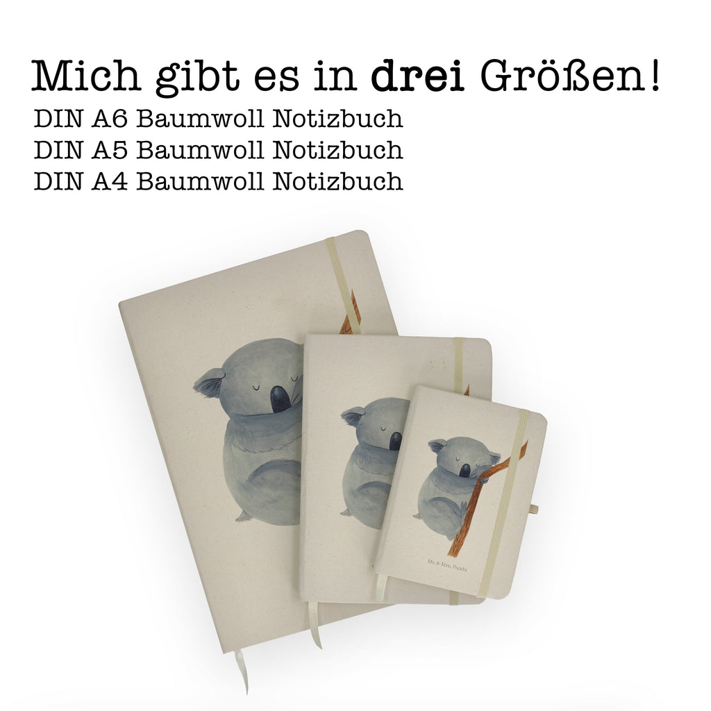 DIN A4 Baumwoll Notizbuch Koalabär Notizen, Eintragebuch, Tagebuch, Notizblock, Adressbuch, Journal, Kladde, Skizzenbuch, Notizheft, Schreibbuch, Schreibheft, Tiermotive, Gute Laune, lustige Sprüche, Tiere, Koala, träumen, Traum, schlafen, Schlafzimmer, Traumland, Bär, Koalabär