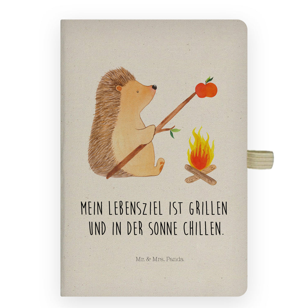 DIN A4 Baumwoll Notizbuch Igel grillt Notizen, Eintragebuch, Tagebuch, Notizblock, Adressbuch, Journal, Kladde, Skizzenbuch, Notizheft, Schreibbuch, Schreibheft, Tiermotive, Gute Laune, lustige Sprüche, Tiere, Igel, Grillen, Ziele, Motivation, arbeitslos, Sinn des Lebens, Spruch