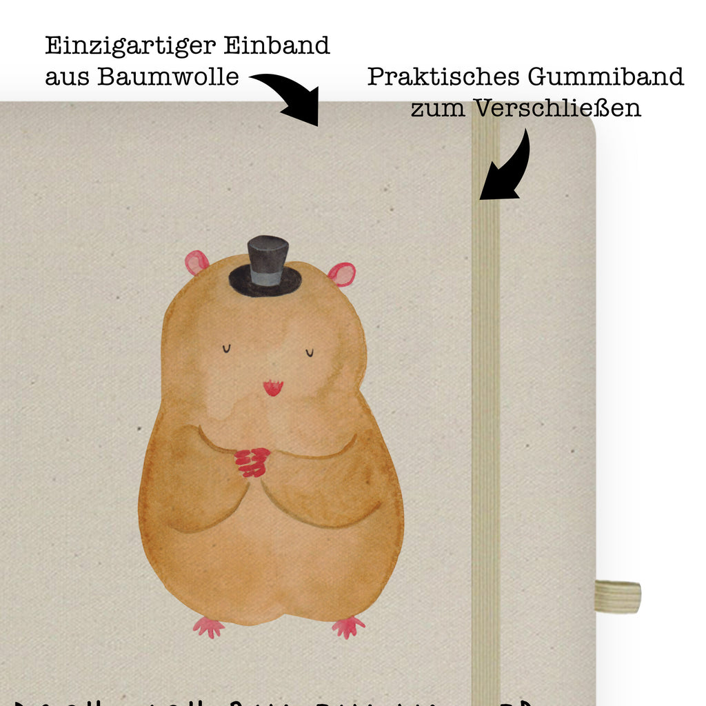 DIN A5 Baumwoll Notizbuch Hamster mit Hut Notizen, Eintragebuch, Tagebuch, Notizblock, Adressbuch, Journal, Kladde, Skizzenbuch, Notizheft, Schreibbuch, Schreibheft, Tiermotive, Gute Laune, lustige Sprüche, Tiere, Hamster, Hut, Magier, Zylinder, Zwerghamster, Zauberer, Houdini