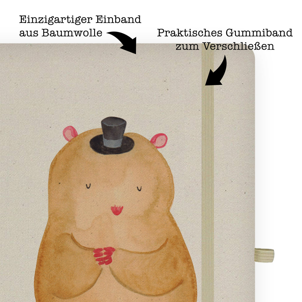 DIN A5 Baumwoll Notizbuch Hamster mit Hut Notizen, Eintragebuch, Tagebuch, Notizblock, Adressbuch, Journal, Kladde, Skizzenbuch, Notizheft, Schreibbuch, Schreibheft, Tiermotive, Gute Laune, lustige Sprüche, Tiere, Hamster, Hut, Magier, Zylinder, Zwerghamster, Zauberer, Houdini