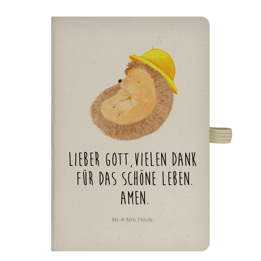 DIN A5 Baumwoll Notizbuch Igel betet Notizen, Eintragebuch, Tagebuch, Notizblock, Adressbuch, Journal, Kladde, Skizzenbuch, Notizheft, Schreibbuch, Schreibheft, Tiermotive, Gute Laune, lustige Sprüche, Tiere, Igel, Igel mit Hut, Sonnenhut, Gott, Amen, beten, Leben, Dankbarkeit, Dankbar sein, dankbar, genießen