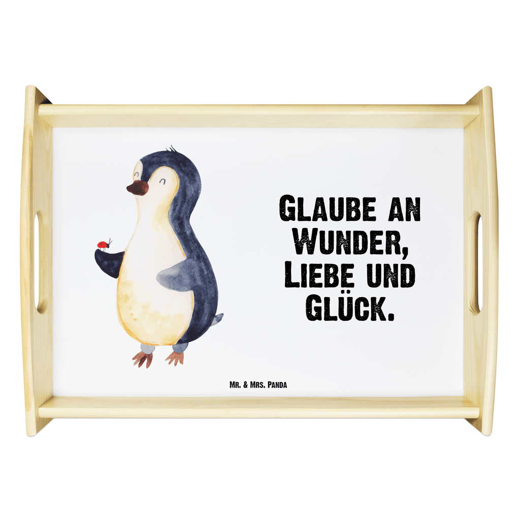 Serviertablett Pinguin Marienkäfer Tablett, Holztablett, Küchentablett, Dekotablett, Frühstückstablett, Pinguin, Pinguine, Marienkäfer, Liebe, Wunder, Glück, Freude, Lebensfreude