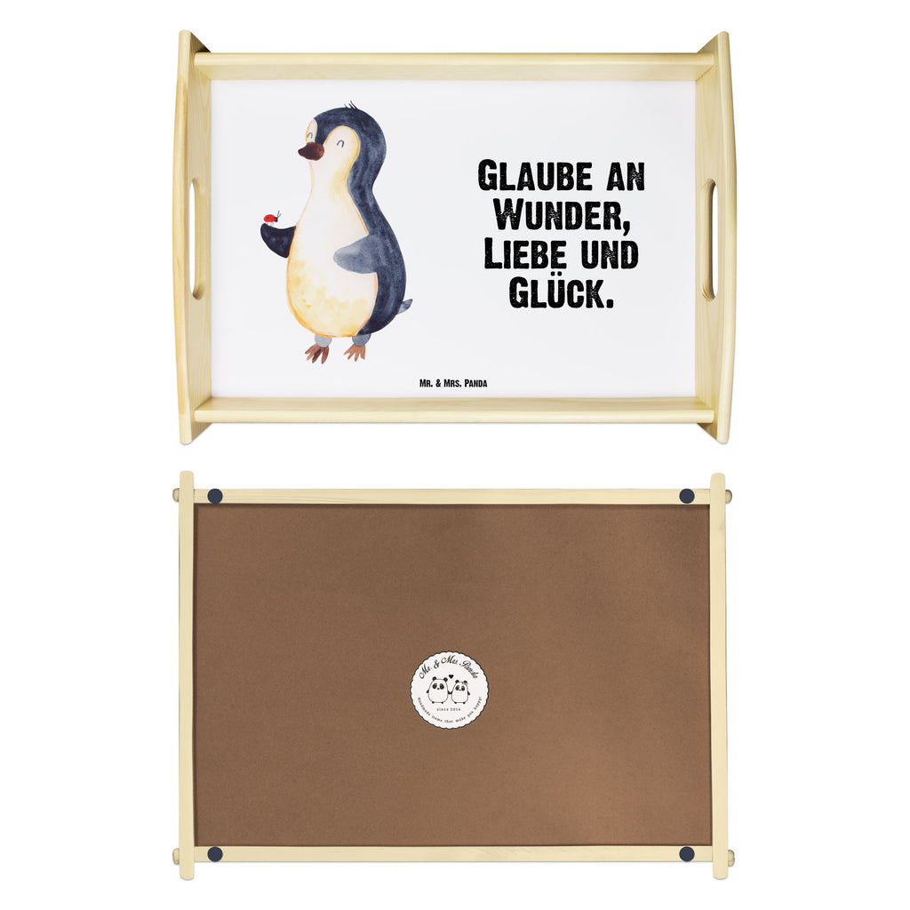 Serviertablett Pinguin Marienkäfer Tablett, Holztablett, Küchentablett, Dekotablett, Frühstückstablett, Pinguin, Pinguine, Marienkäfer, Liebe, Wunder, Glück, Freude, Lebensfreude