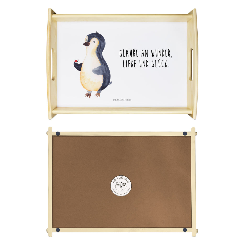 Serviertablett Pinguin Marienkäfer Tablett, Holztablett, Küchentablett, Dekotablett, Frühstückstablett, Pinguin, Pinguine, Marienkäfer, Liebe, Wunder, Glück, Freude, Lebensfreude