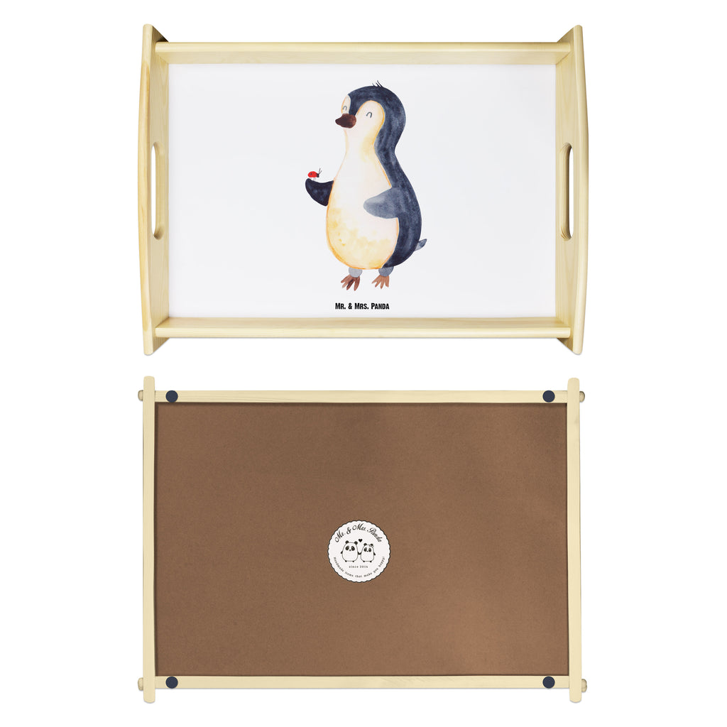 Serviertablett Pinguin Marienkäfer Tablett, Holztablett, Küchentablett, Dekotablett, Frühstückstablett, Pinguin, Pinguine, Marienkäfer, Liebe, Wunder, Glück, Freude, Lebensfreude