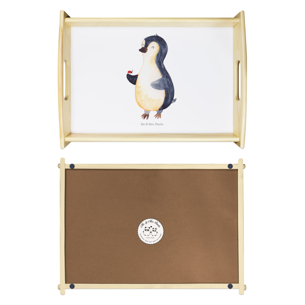 Serviertablett Pinguin Marienkäfer Tablett, Holztablett, Küchentablett, Dekotablett, Frühstückstablett, Pinguin, Pinguine, Marienkäfer, Liebe, Wunder, Glück, Freude, Lebensfreude