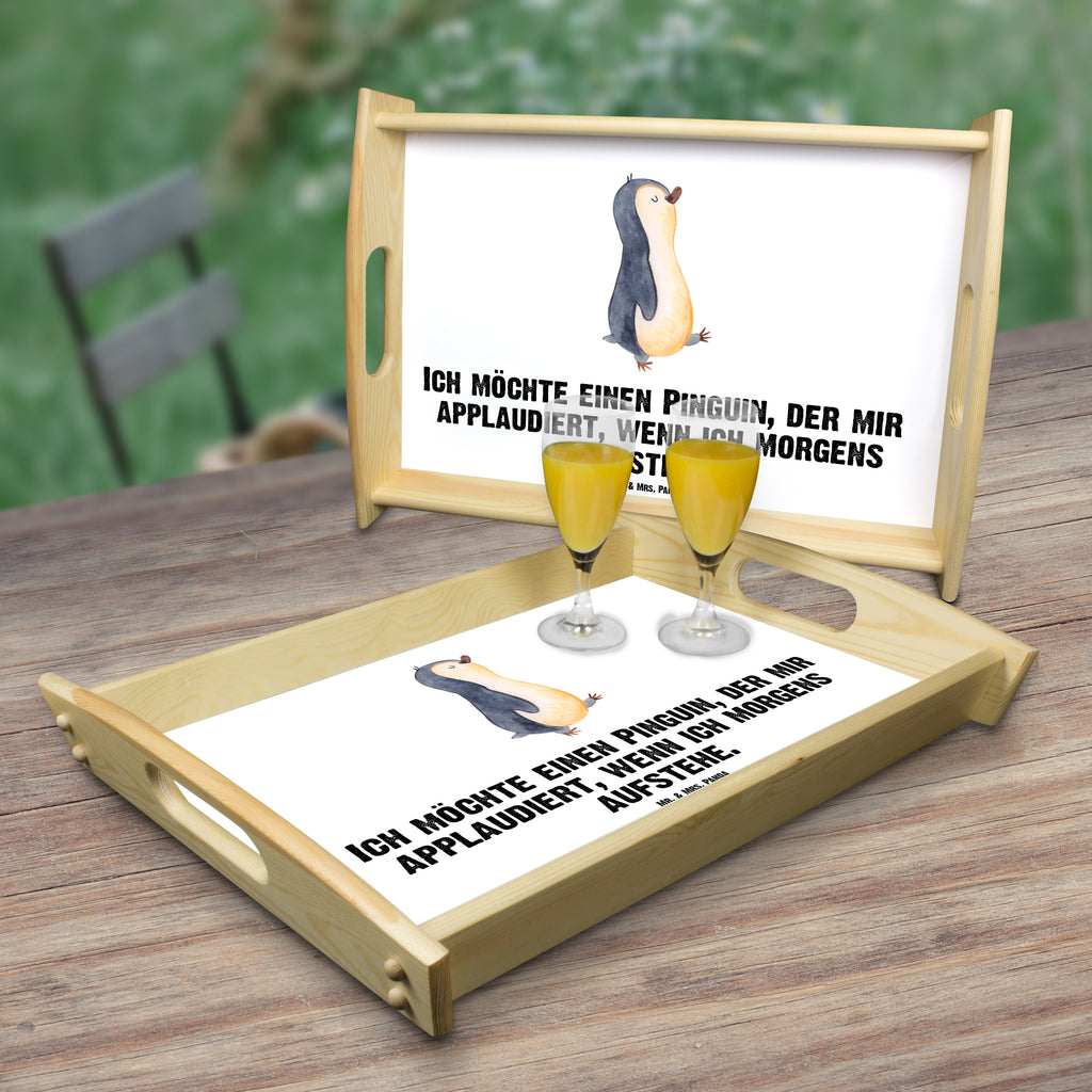 Serviertablett Pinguin marschierend Tablett, Holztablett, Küchentablett, Dekotablett, Frühstückstablett, Pinguin, Pinguine, Frühaufsteher, Langschläfer, Bruder, Schwester, Familie
