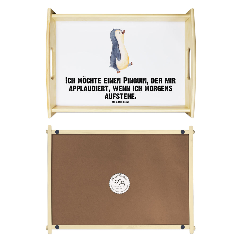 Serviertablett Pinguin marschierend Tablett, Holztablett, Küchentablett, Dekotablett, Frühstückstablett, Pinguin, Pinguine, Frühaufsteher, Langschläfer, Bruder, Schwester, Familie