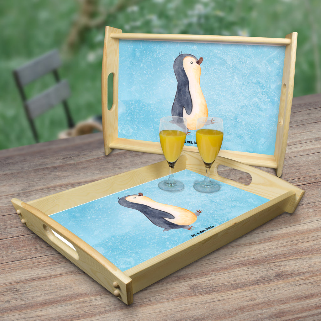 Serviertablett Pinguin marschierend Tablett, Holztablett, Küchentablett, Dekotablett, Frühstückstablett, Pinguin, Pinguine, Frühaufsteher, Langschläfer, Bruder, Schwester, Familie