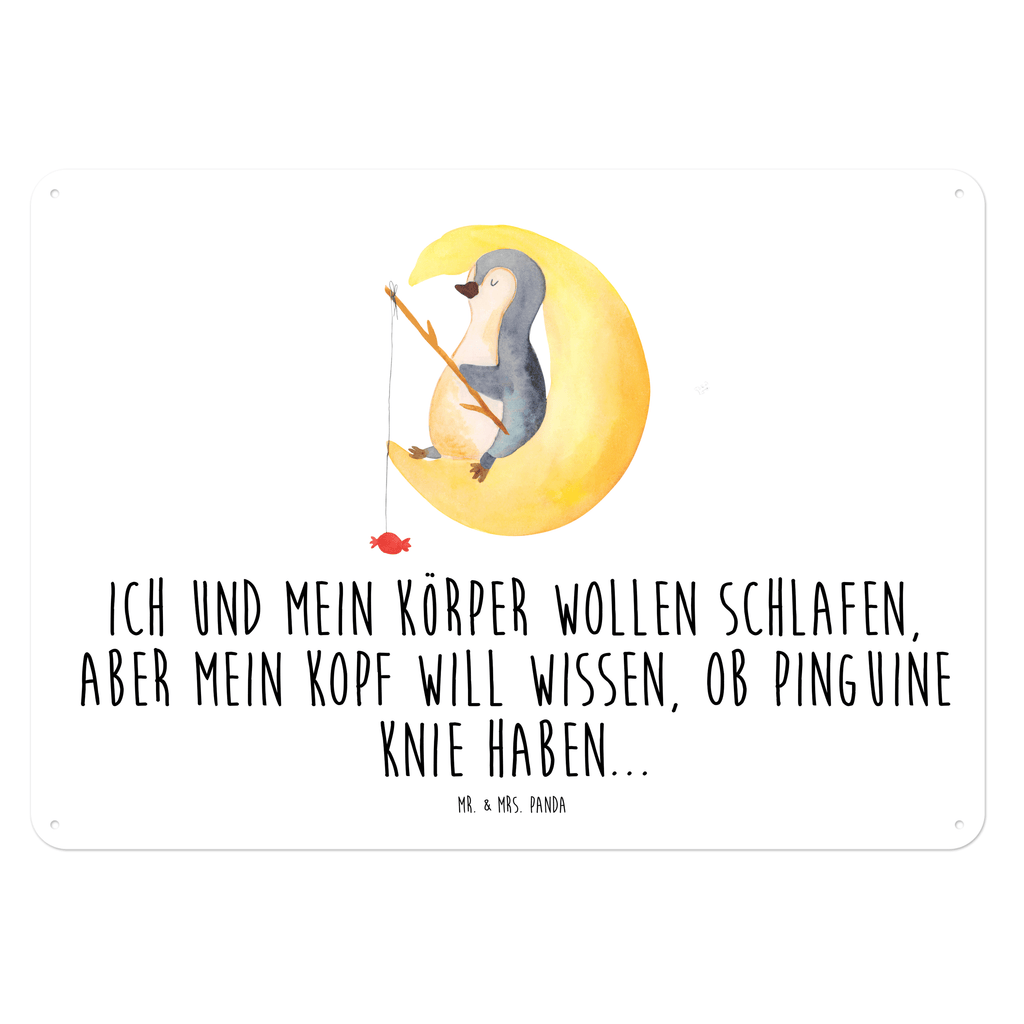 Blechschild Pinguin Mond Blechschild, Metallschild, Geschenk Schild, Schild, Magnet-Metall-Schild, Deko Schild, Wandschild, Wand-Dekoration, Türschild, Pinguin, Pinguine, Spruch, schlafen, Nachtruhe, Einschlafen, Schlafzimmer, Schlafstörungen, Gästezimmer