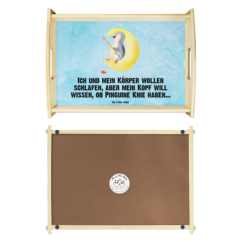 Serviertablett Pinguin Mond Tablett, Holztablett, Küchentablett, Dekotablett, Frühstückstablett, Pinguin, Pinguine, Spruch, schlafen, Nachtruhe, Einschlafen, Schlafzimmer, Schlafstörungen, Gästezimmer