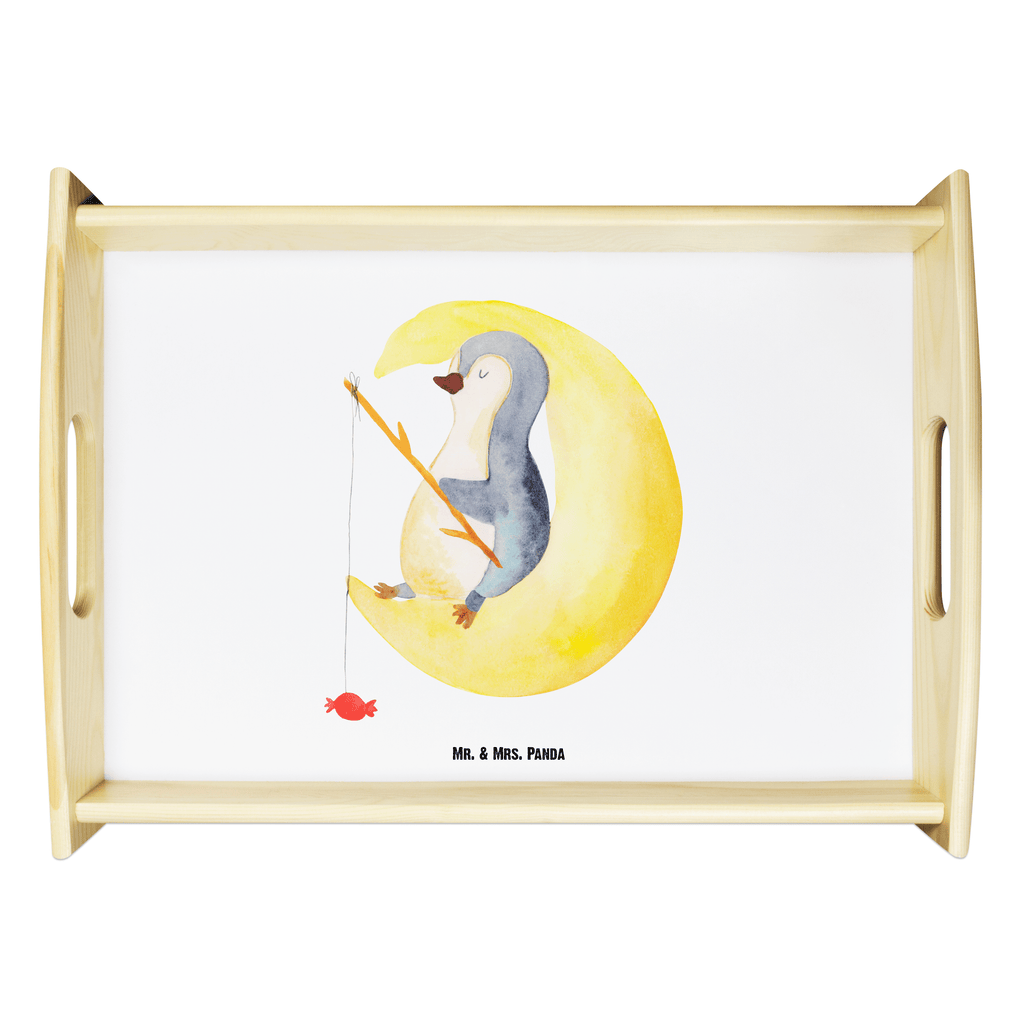 Serviertablett Pinguin Mond Tablett, Holztablett, Küchentablett, Dekotablett, Frühstückstablett, Pinguin, Pinguine, Spruch, schlafen, Nachtruhe, Einschlafen, Schlafzimmer, Schlafstörungen, Gästezimmer