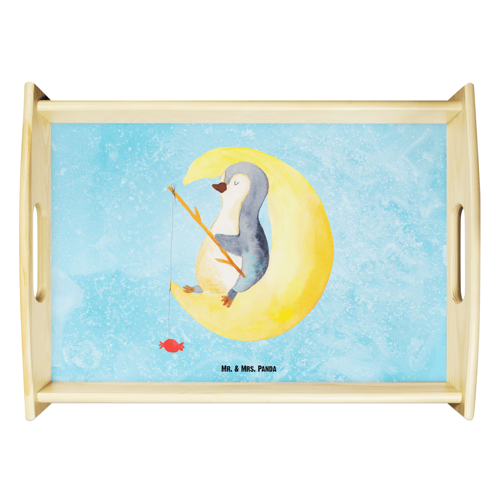 Serviertablett Pinguin Mond Tablett, Holztablett, Küchentablett, Dekotablett, Frühstückstablett, Pinguin, Pinguine, Spruch, schlafen, Nachtruhe, Einschlafen, Schlafzimmer, Schlafstörungen, Gästezimmer