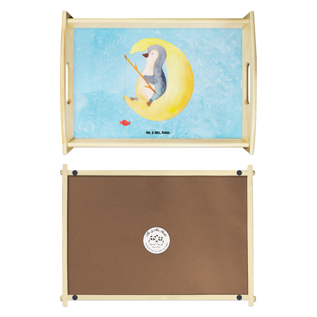 Serviertablett Pinguin Mond Tablett, Holztablett, Küchentablett, Dekotablett, Frühstückstablett, Pinguin, Pinguine, Spruch, schlafen, Nachtruhe, Einschlafen, Schlafzimmer, Schlafstörungen, Gästezimmer