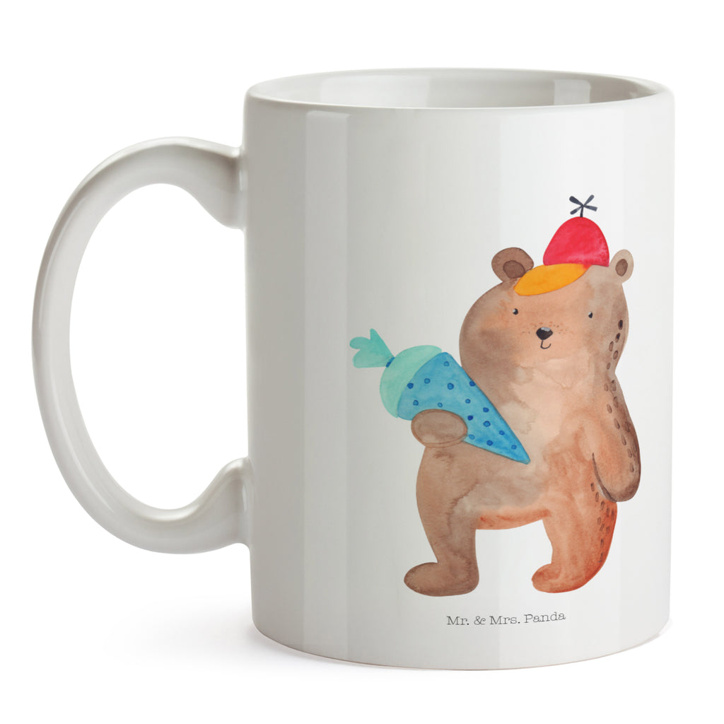 Tasse Bär mit Schultüte Bär Motiv, Schultüte, Erster Schultag Geschenk, Einschulung Geschenk, Schule Geschenk, Grundschule, Schulanfang, Schulbeginn,  Becher, Kaffeetasse, Kaffeebecher, Tee, Frühstück, Büro  Bär, Teddy, Teddybär