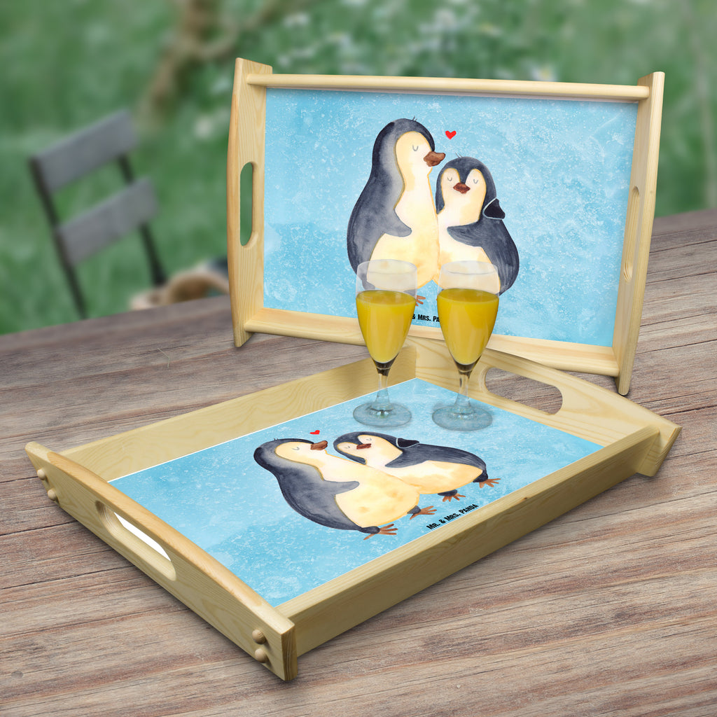 Serviertablett Pinguin umarmend Tablett, Holztablett, Küchentablett, Dekotablett, Frühstückstablett, Pinguin, Liebe, Liebespaar, Liebesbeweis, Liebesgeschenk, Verlobung, Jahrestag, Hochzeitstag, Hochzeit, Hochzeitsgeschenk