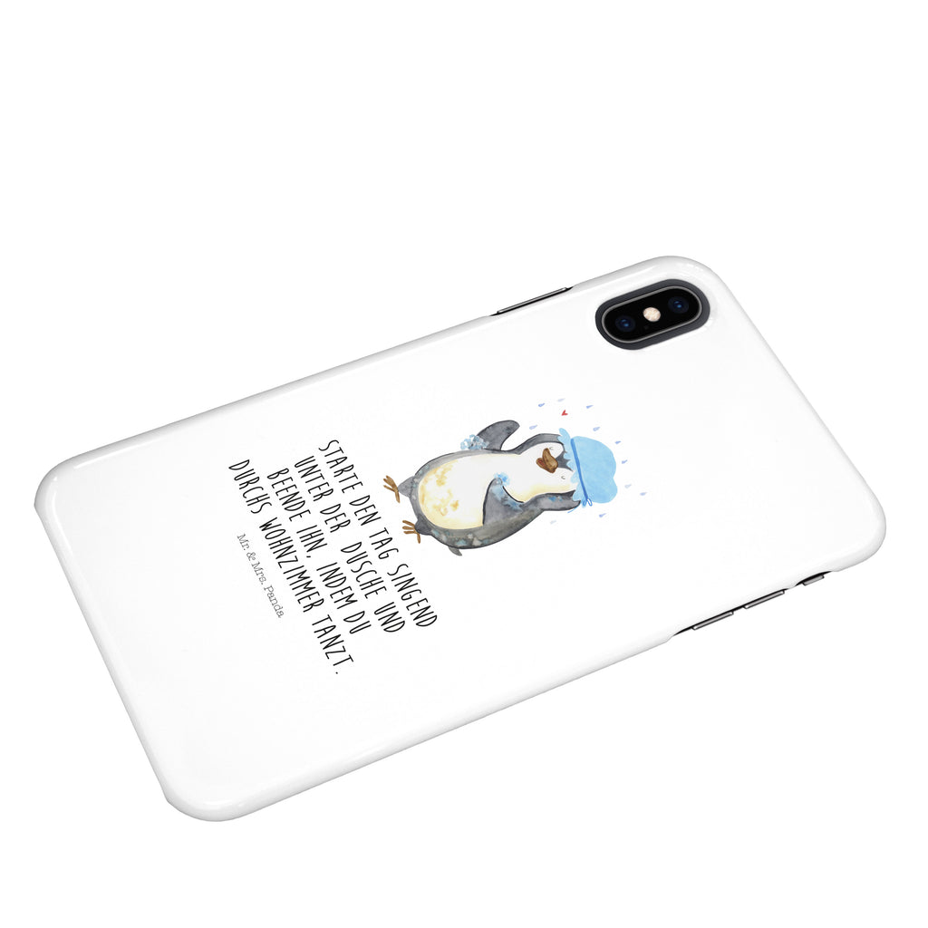 Iphone XS Handyhülle Pinguin duscht Iphone XS Handyhülle, Handyhülle, Iphone XS, Smartphone, Hülle, Pinguin, Pinguine, Dusche, duschen, Lebensmotto, Motivation, Neustart, Neuanfang, glücklich sein
