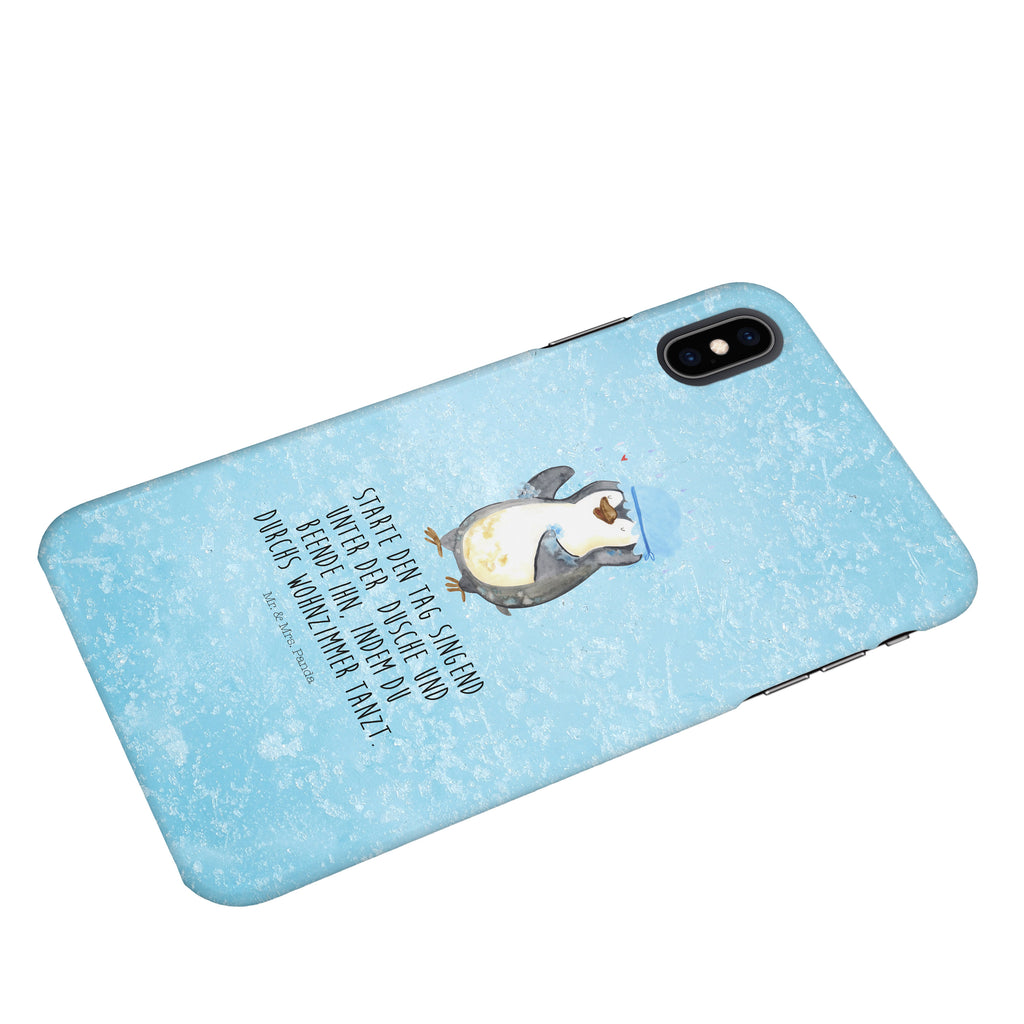 Iphone XS Handyhülle Pinguin duscht Iphone XS Handyhülle, Handyhülle, Iphone XS, Smartphone, Hülle, Pinguin, Pinguine, Dusche, duschen, Lebensmotto, Motivation, Neustart, Neuanfang, glücklich sein