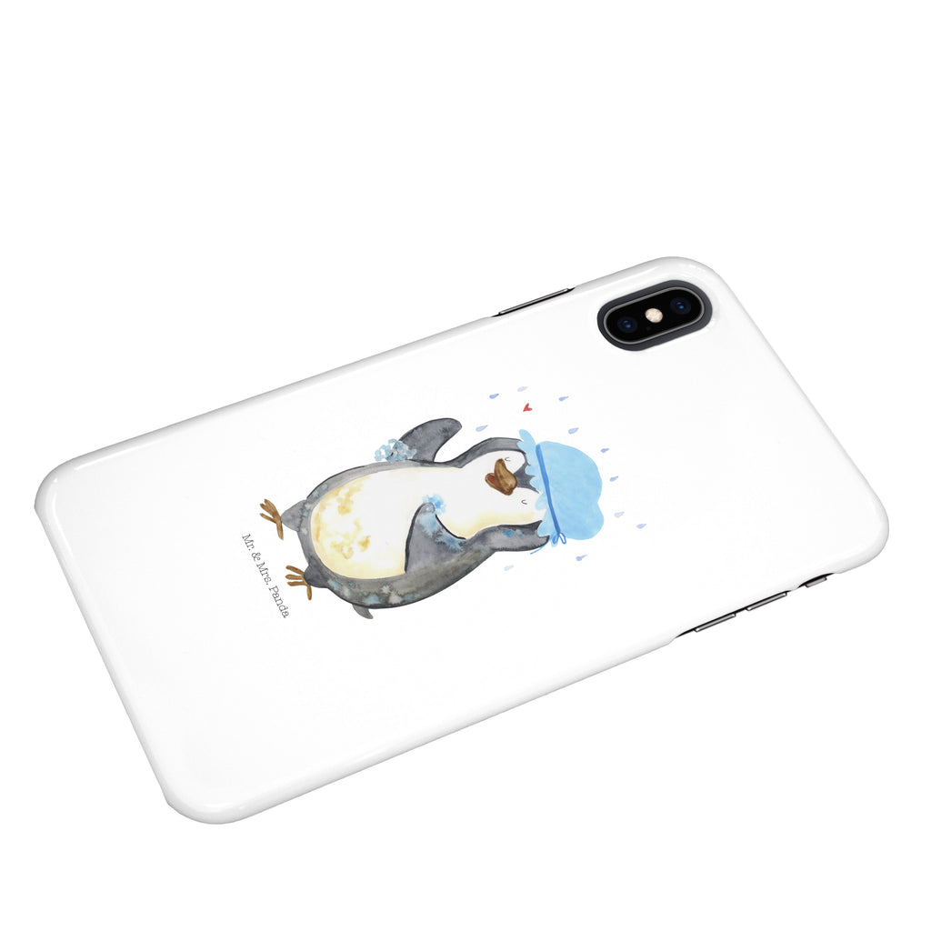 Iphone XS Handyhülle Pinguin duscht Iphone XS Handyhülle, Handyhülle, Iphone XS, Smartphone, Hülle, Pinguin, Pinguine, Dusche, duschen, Lebensmotto, Motivation, Neustart, Neuanfang, glücklich sein