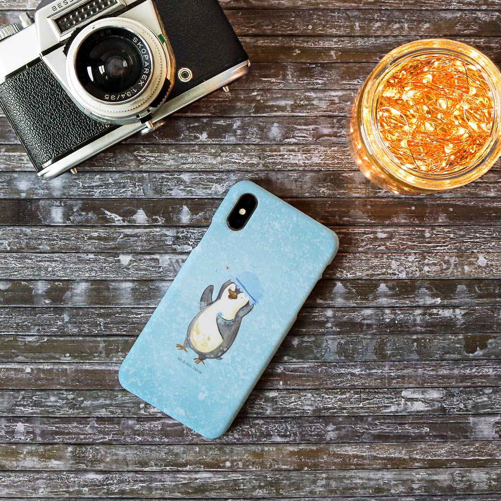 Iphone XS Handyhülle Pinguin duscht Iphone XS Handyhülle, Handyhülle, Iphone XS, Smartphone, Hülle, Pinguin, Pinguine, Dusche, duschen, Lebensmotto, Motivation, Neustart, Neuanfang, glücklich sein