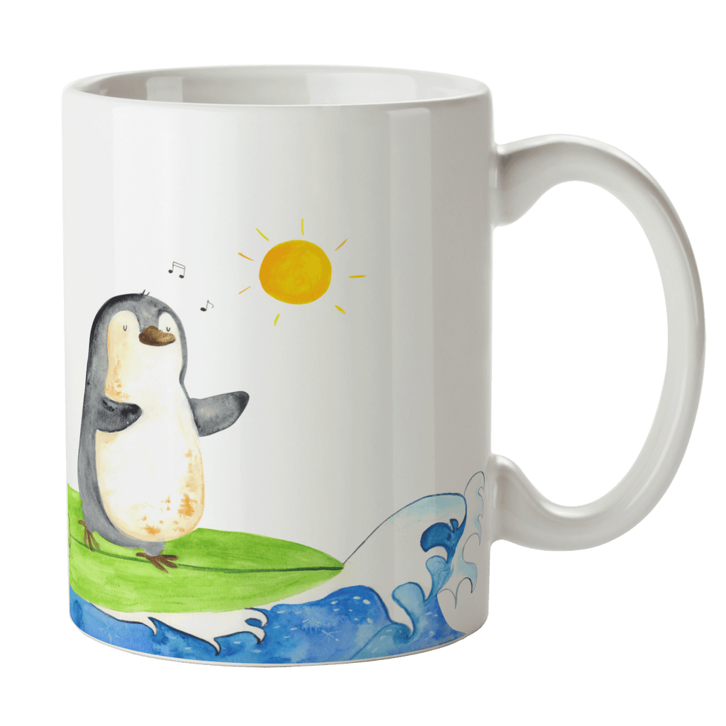 Tasse Pinguin Surfer Pinguin, Pinguine, surfen, Surfer, Hawaii, Urlaub, Wellen, Wellen reiten, Portugal,  Becher, Kaffeetasse, Kaffeebecher, Tee, Frühstück, Büro  Pinguin
