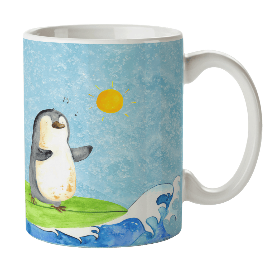 Tasse Pinguin Surfer Pinguin, Pinguine, surfen, Surfer, Hawaii, Urlaub, Wellen, Wellen reiten, Portugal,  Becher, Kaffeetasse, Kaffeebecher, Tee, Frühstück, Büro  Pinguin