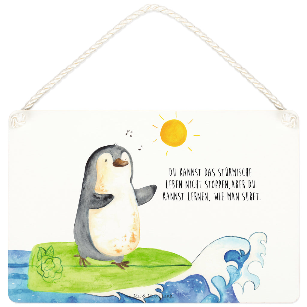 Deko Schild Pinguin Surfer Dekoschild, Deko Schild, Schild, Tür Schild, Türschild, Holzschild, Wandschild, Wanddeko, Pinguin, Pinguine, surfen, Surfer, Hawaii, Urlaub, Wellen, Wellen reiten, Portugal