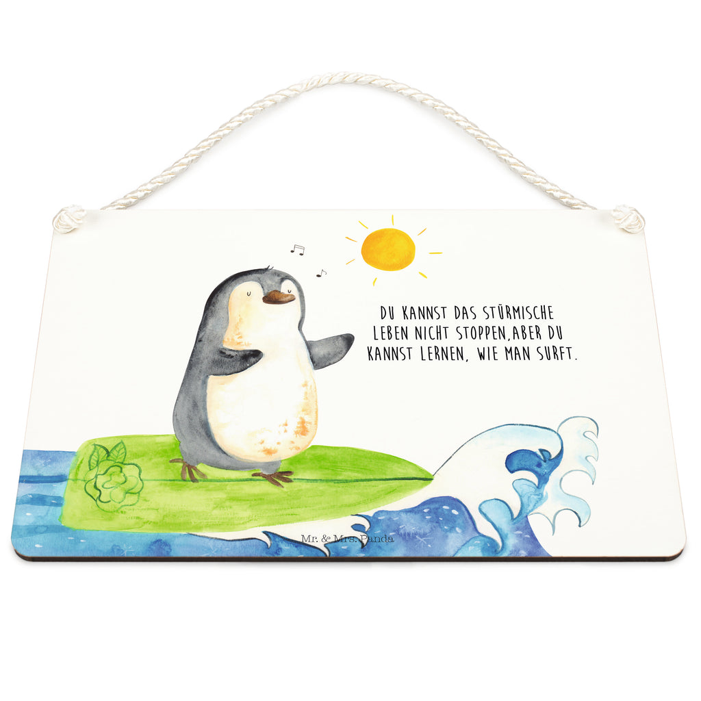 Deko Schild Pinguin Surfer Dekoschild, Deko Schild, Schild, Tür Schild, Türschild, Holzschild, Wandschild, Wanddeko, Pinguin, Pinguine, surfen, Surfer, Hawaii, Urlaub, Wellen, Wellen reiten, Portugal
