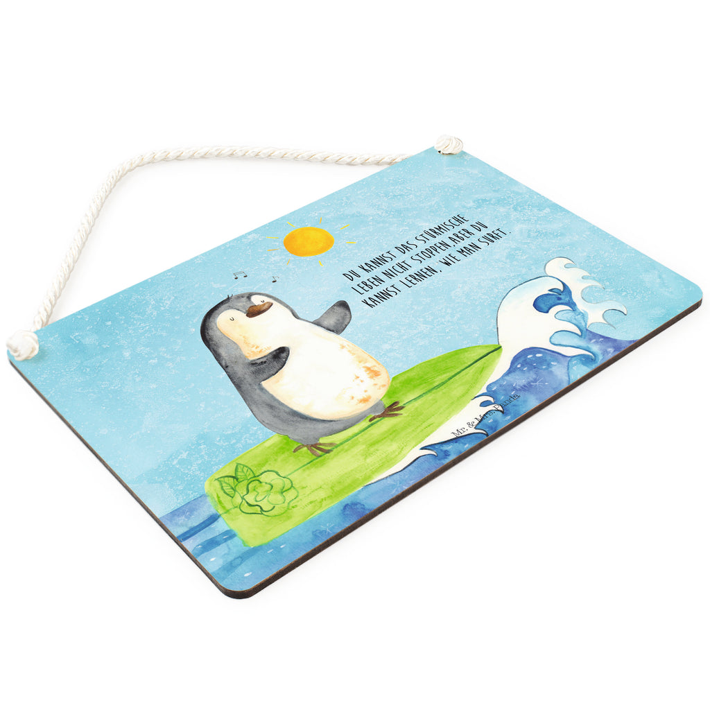 Deko Schild Pinguin Surfer Dekoschild, Deko Schild, Schild, Tür Schild, Türschild, Holzschild, Wandschild, Wanddeko, Pinguin, Pinguine, surfen, Surfer, Hawaii, Urlaub, Wellen, Wellen reiten, Portugal