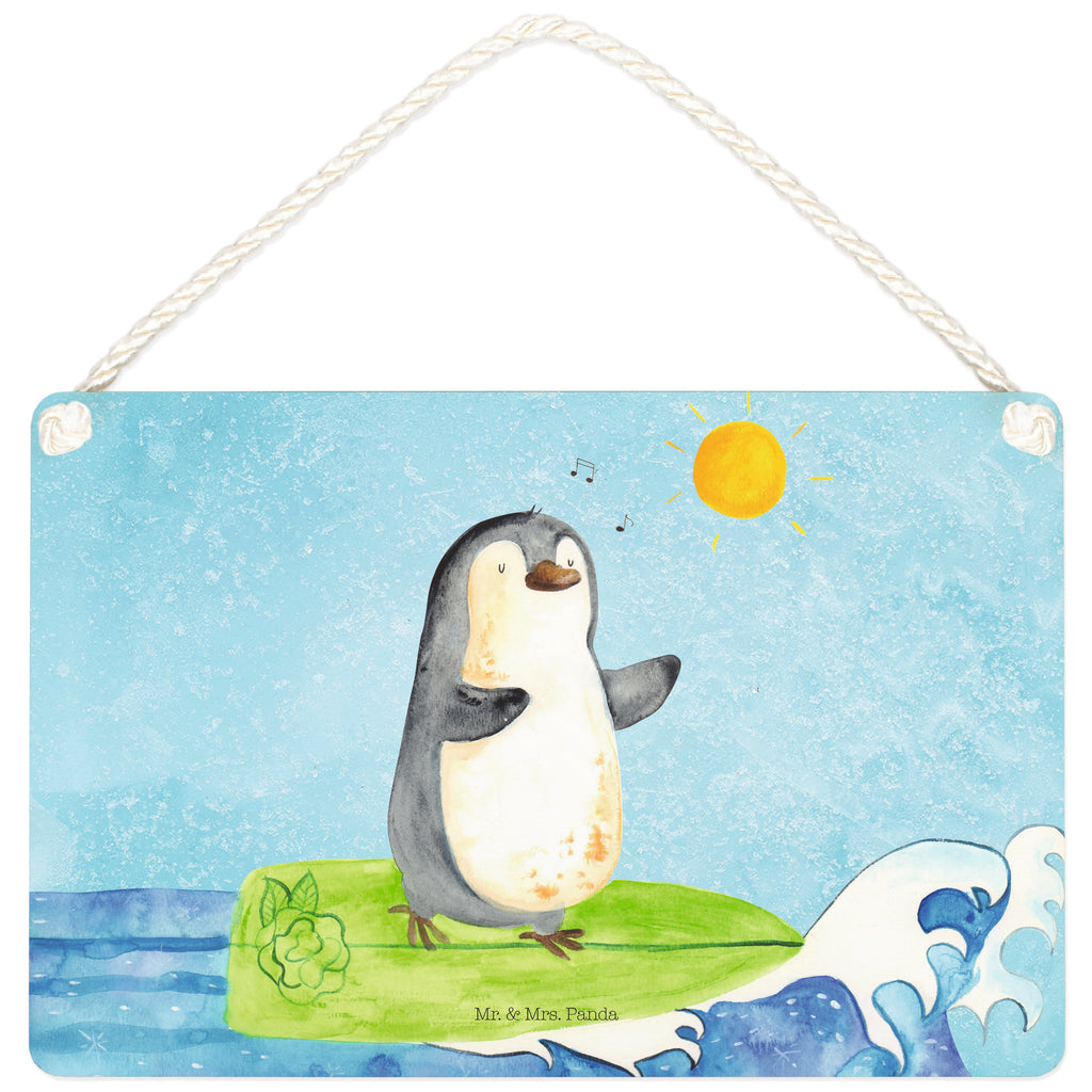 Deko Schild Pinguin Surfer Dekoschild, Deko Schild, Schild, Tür Schild, Türschild, Holzschild, Wandschild, Wanddeko, Pinguin, Pinguine, surfen, Surfer, Hawaii, Urlaub, Wellen, Wellen reiten, Portugal