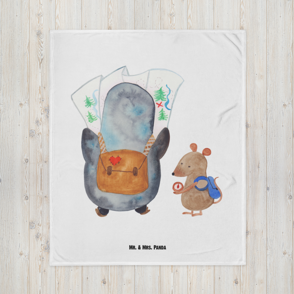Babydecke Pinguin & Maus Wanderer Babydecke, Babygeschenk, Geschenk Geburt, Babyecke Kuscheldecke, Krabbeldecke, Pinguin, Pinguine, Abenteurer, Abenteuer, Roadtrip, Ausflug, Wanderlust, wandern
